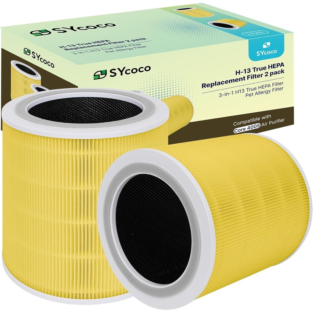 SYcoco 2-Pack H13 True HEPA Filter Replacement for Levoit Core 400S Air Purifier